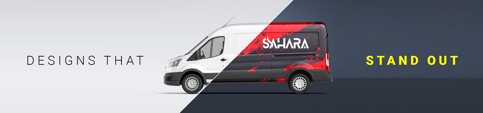 Vehicle branding and wrapping web banner for Sahara